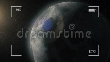 月球相位现实适合高度回路，相机参考。 用月球表面与行星的光运动动画月亮相位